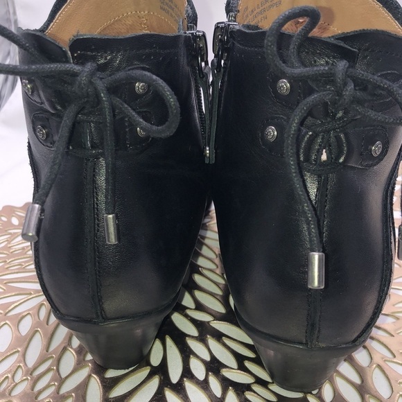 Aetrex Comfort Insole Leather Upper Black Side Zip Booties Size 6W - Picture 5 of 9